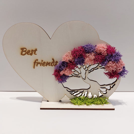 best friends gift, preserved moss art design, laser engraved gift, gift delivery, gifts for best friends