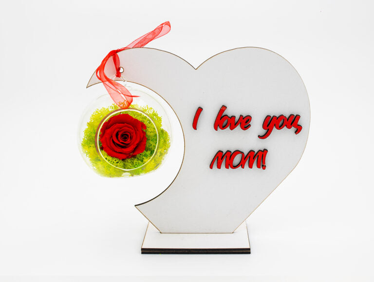 mother gift, mother's day gift, christmas gifts, rose in glass, i love you mom gift