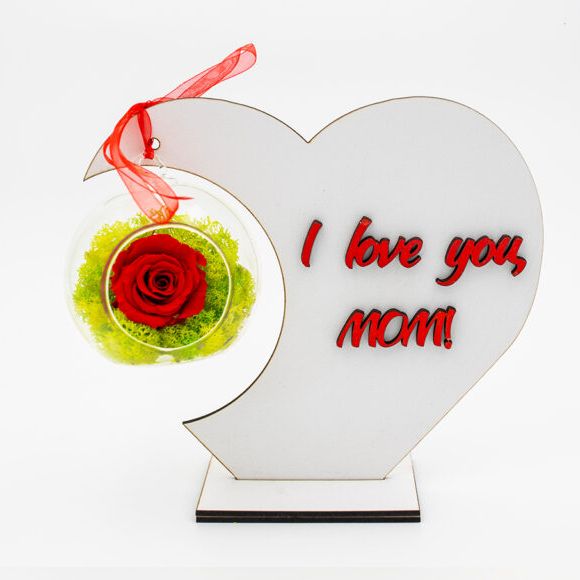 Preserved Rose in Glass, Mother's Day Gift I love you, Mom!, Birthda –